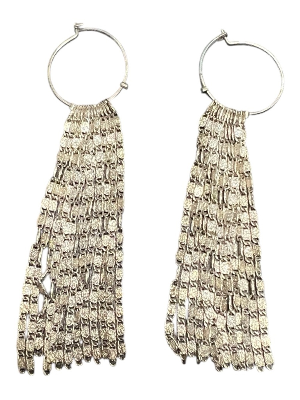 Silver tone Tassel Hoop Earrings - Elegant Women's Jewelry